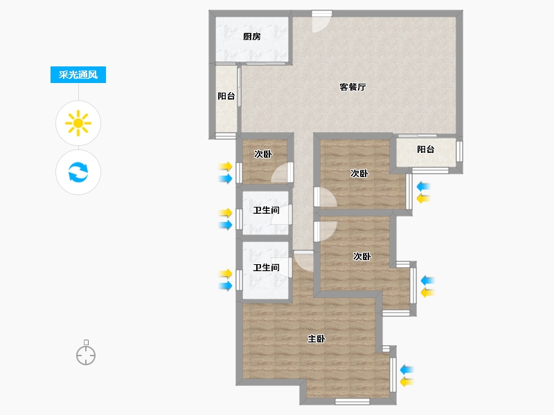 广东省-深圳市-彩云居-97.60-户型库-采光通风