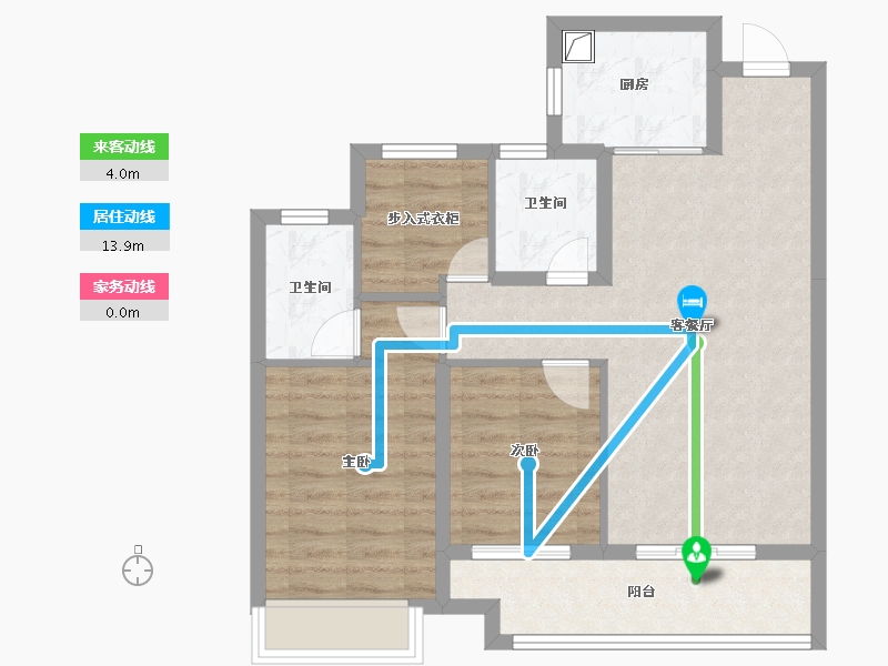 浙江省-嘉兴市-新贤荷湾-76.81-户型库-动静线