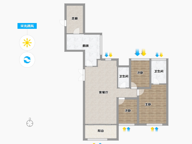 广东省-深圳市-天健公馆-104.27-户型库-采光通风