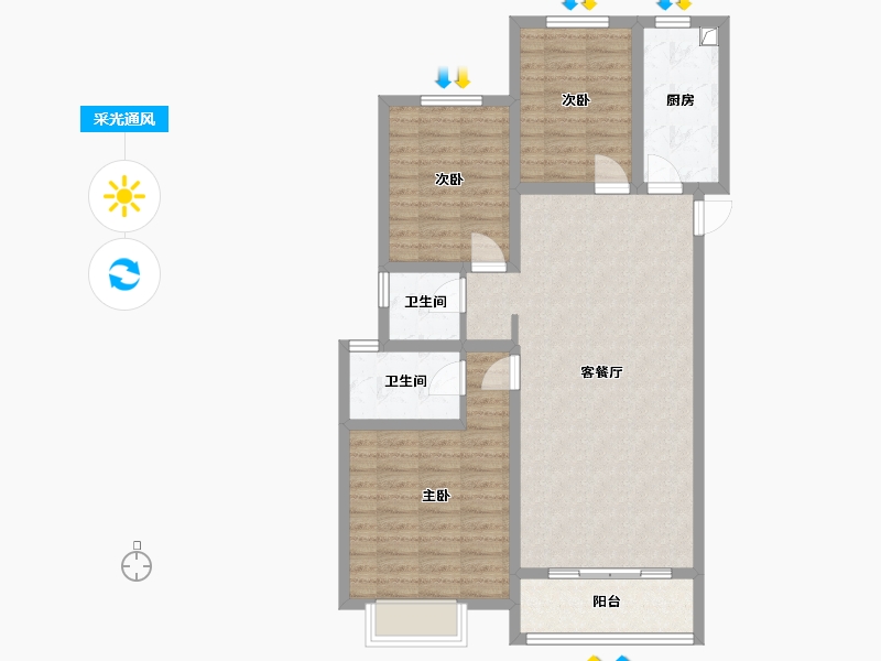 山西省-运城市-阳光嘉苑-100.00-户型库-采光通风