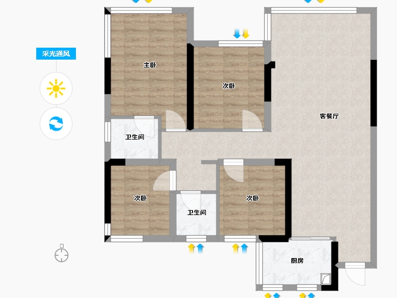 四川省-眉山市-万景进园-80.11-户型库-采光通风