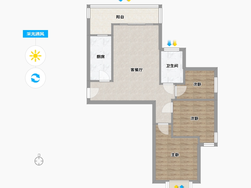 宁夏回族自治区-银川市-恒大名都-一期-78.30-户型库-采光通风