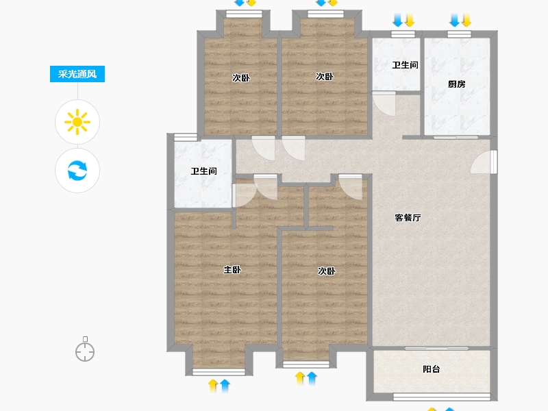 江苏省-苏州市-美澜花园-112.06-户型库-采光通风