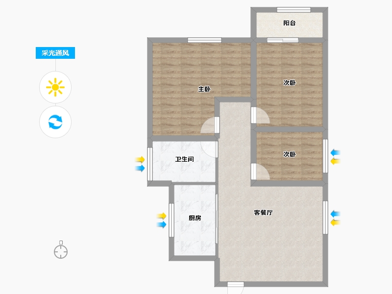 广东省-深圳市-明月花园-85.52-户型库-采光通风