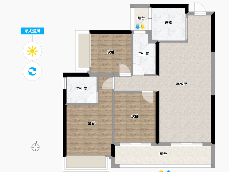 广东省-深圳市-龙光前海天境花园-90.00-户型库-采光通风