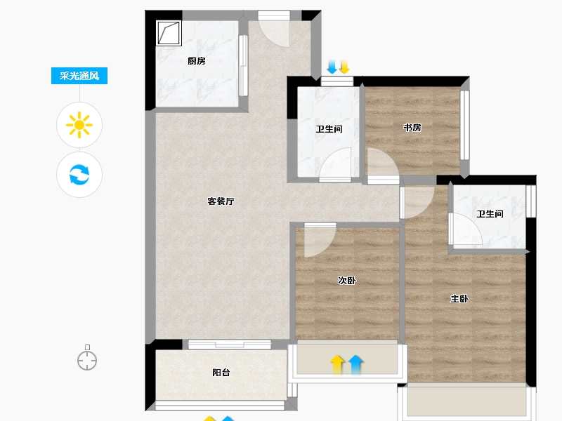 广东省-深圳市-缙山府-69.80-户型库-采光通风