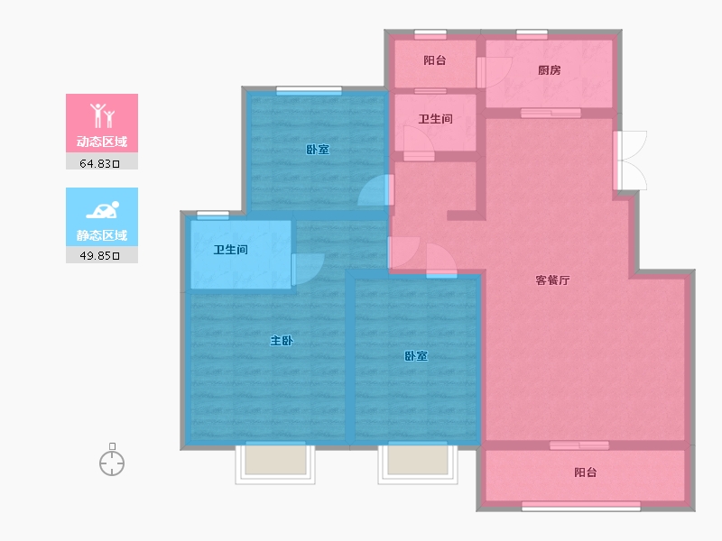 江苏省-宿迁市-花韵新城-101.60-户型库-动静分区