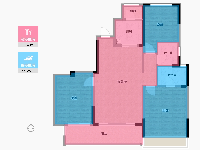 四川省-成都市-龙潭九章-95.20-户型库-动静分区