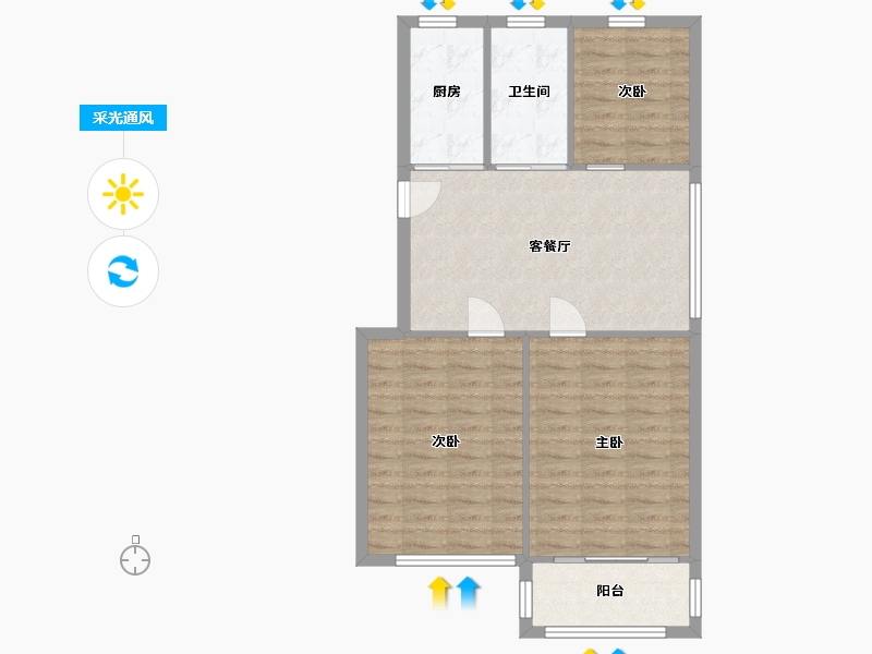 上海-上海市-育秀九区-72.18-户型库-采光通风