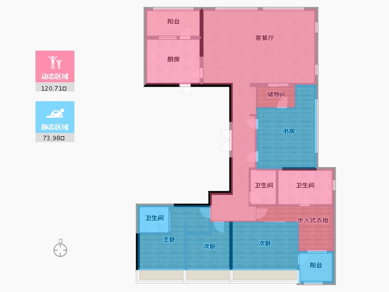 广东省-深圳市-深圳中心·天元公寓（天元花园）-176.45-户型库-动静分区