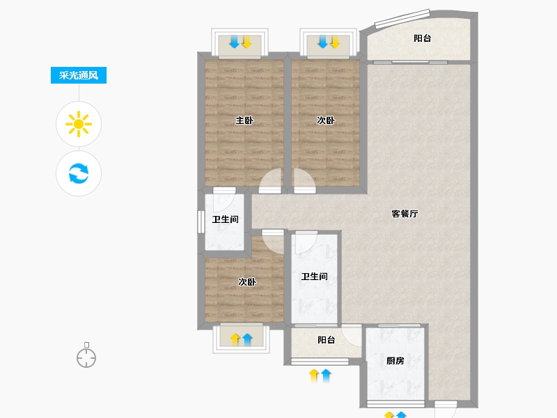 广东省-深圳市-东海花园（一期）-98.61-户型库-采光通风