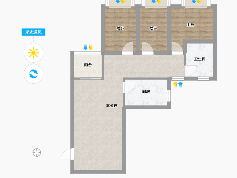 广东省-深圳市-碧馨苑-61.34-户型库-采光通风