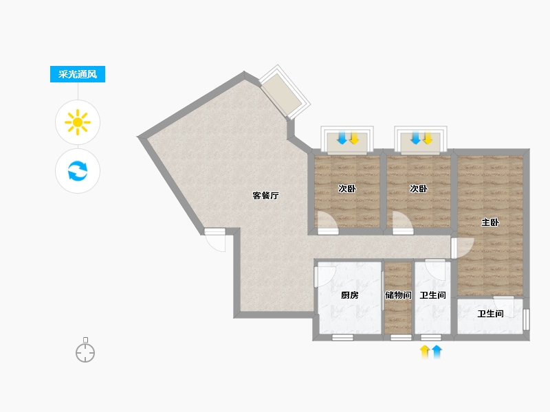 广东省-深圳市-东海花园（一期）-82.31-户型库-采光通风