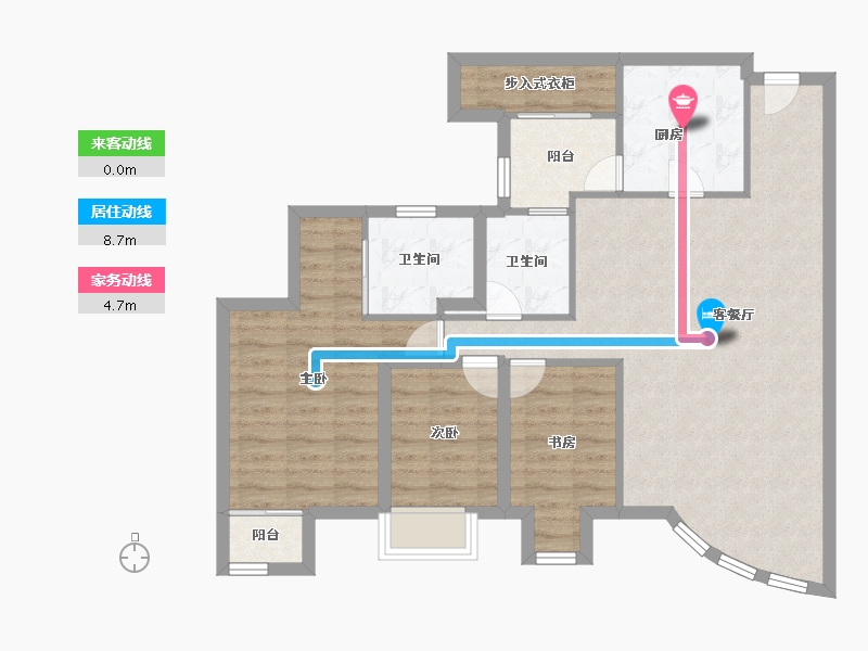 广东省-深圳市-东海花园(二期)-88.87-户型库-动静线