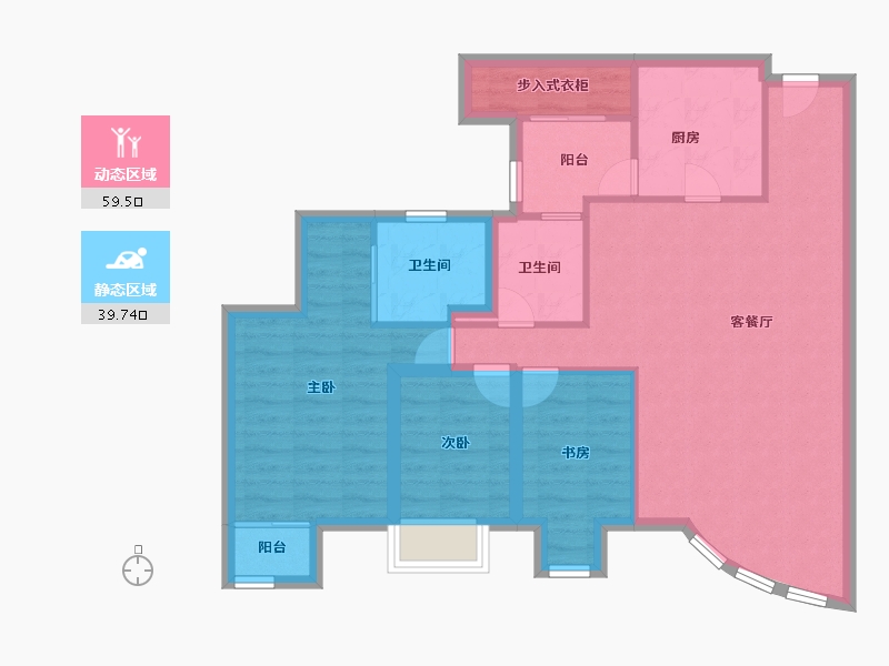 广东省-深圳市-东海花园(二期)-88.87-户型库-动静分区