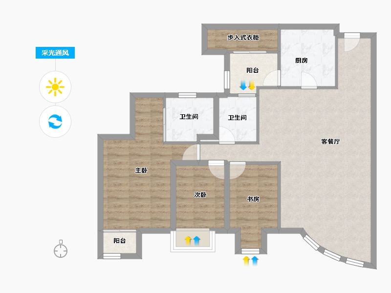 广东省-深圳市-东海花园(二期)-88.87-户型库-采光通风