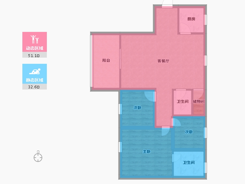 广东省-深圳市-玮鹏花园-74.27-户型库-动静分区