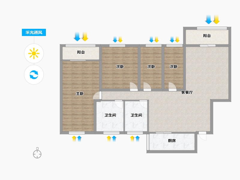 广东省-深圳市-碧华庭居-127.71-户型库-采光通风