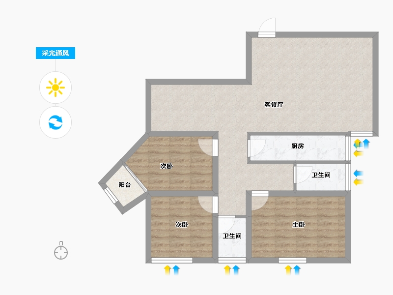 广东省-深圳市-长安花园-83.63-户型库-采光通风