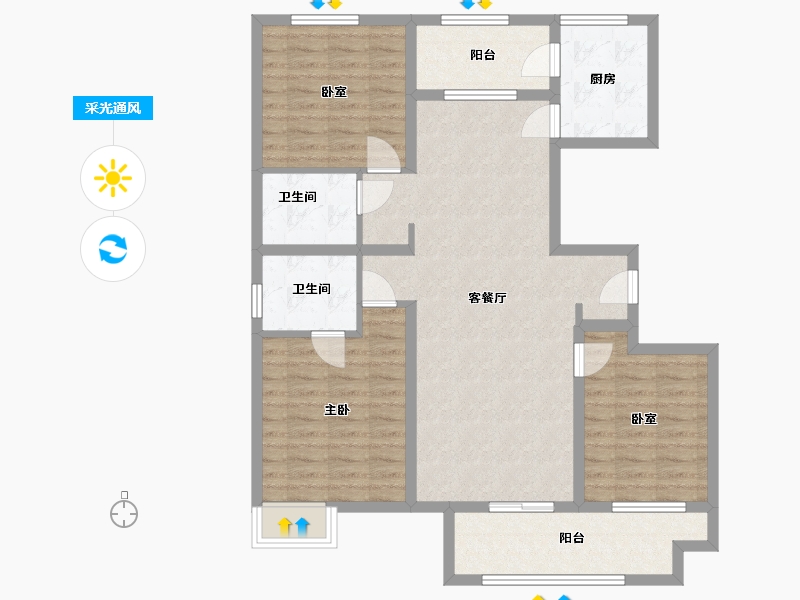 山东省-菏泽市-中铂新天地-100.00-户型库-采光通风