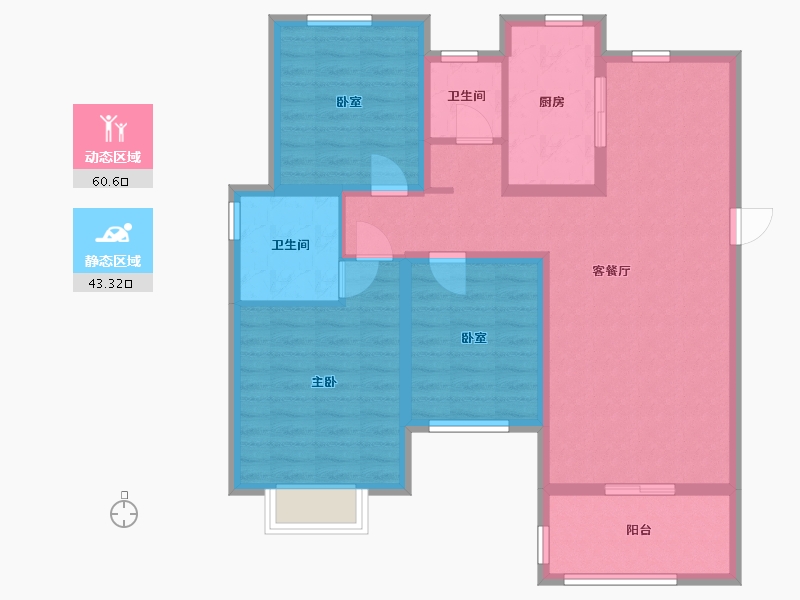 河北省-邢台市-百合小筑-92.00-户型库-动静分区