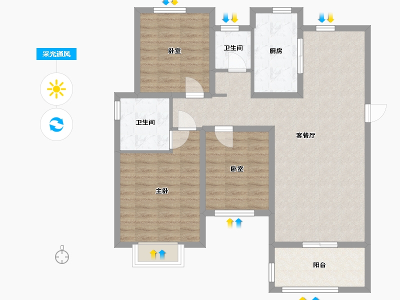 河北省-邢台市-百合小筑-92.00-户型库-采光通风