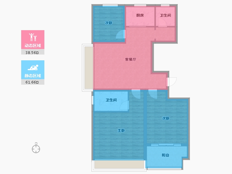 山东省-济宁市-梁山龙城国尊府-89.70-户型库-动静分区