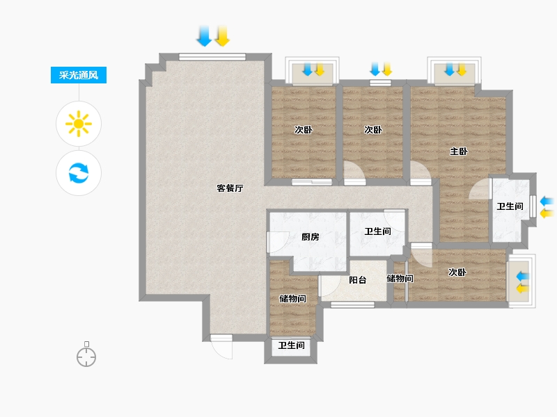 广东省-深圳市-东海花园(二期)-109.51-户型库-采光通风