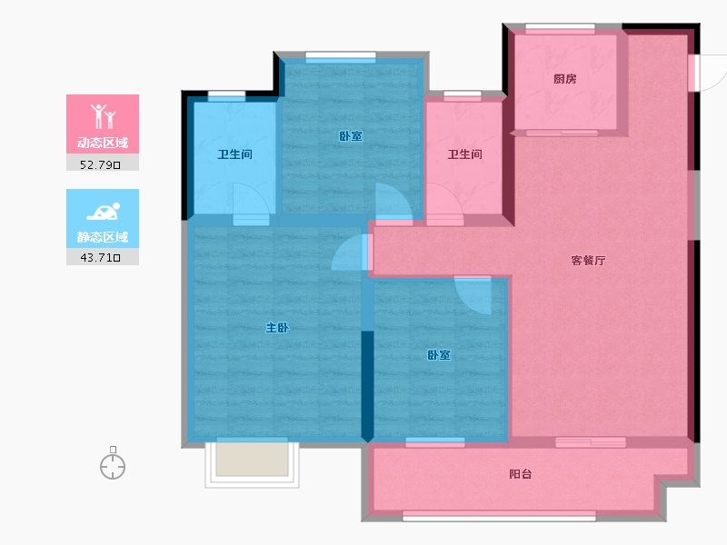 河南省-南阳市-中梁珑熙府-86.58-户型库-动静分区