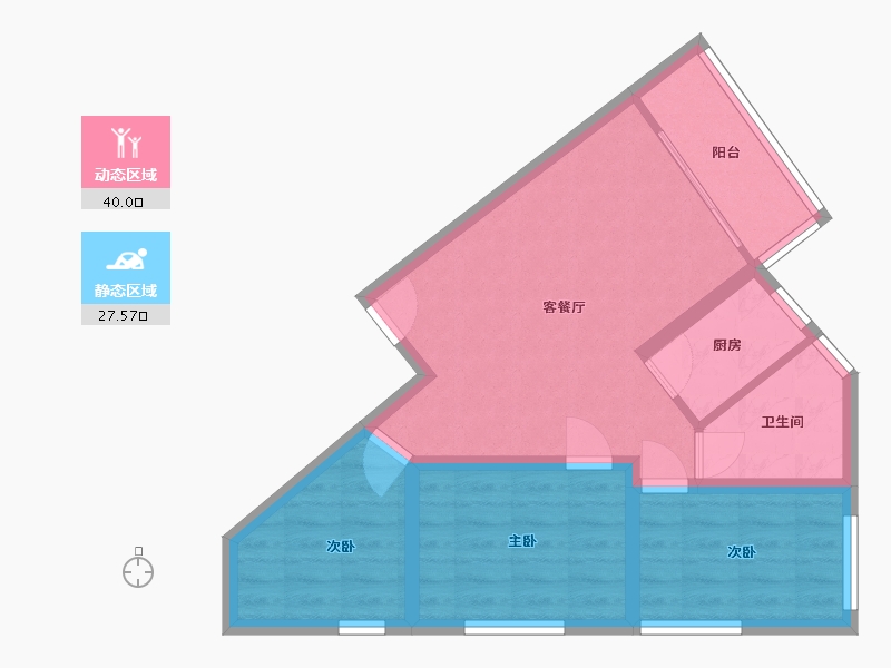 广东省-深圳市-金沙花园(福田)-59.68-户型库-动静分区