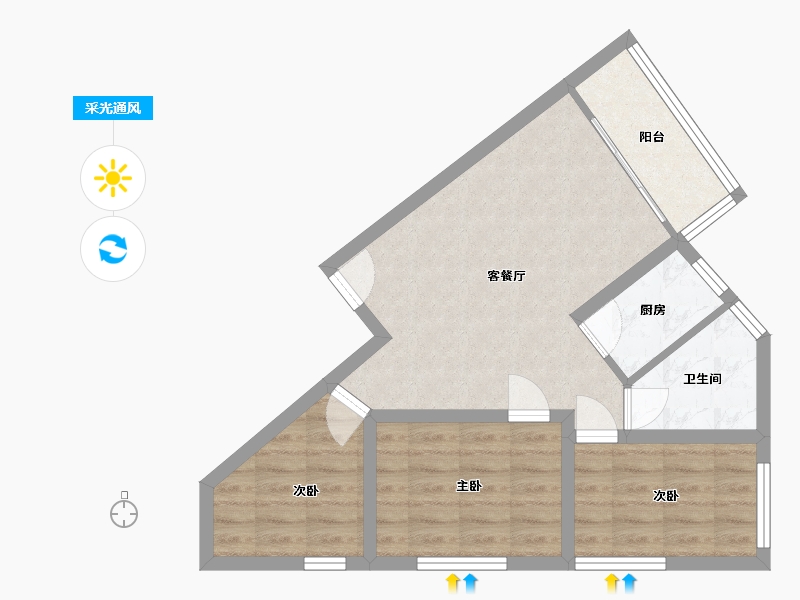 广东省-深圳市-金沙花园(福田)-59.68-户型库-采光通风