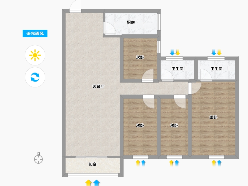 广东省-深圳市-天健阳光华苑-91.32-户型库-采光通风