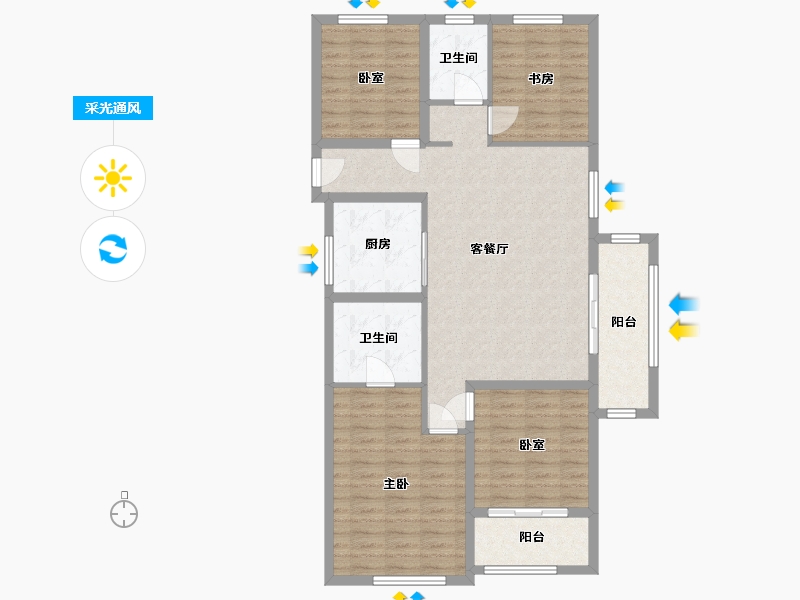 浙江省-金华市-锦溪南苑-108.82-户型库-采光通风