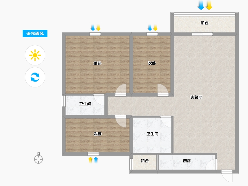 广东省-深圳市-天健阳光华苑-111.26-户型库-采光通风