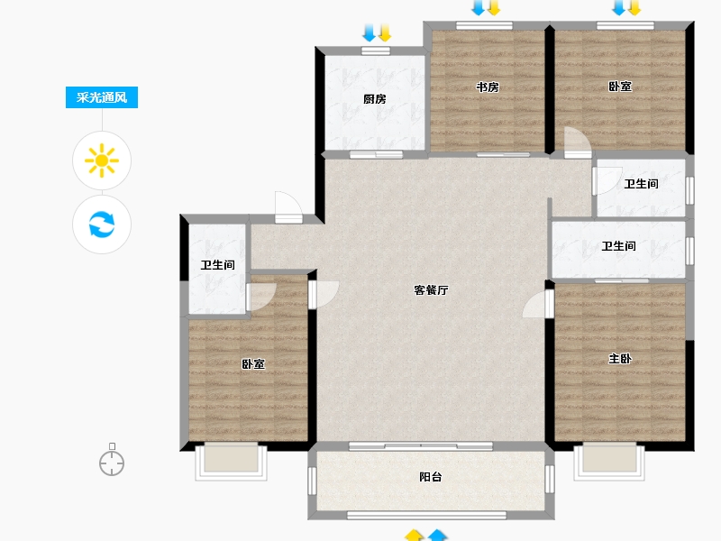 江苏省-无锡市-碧桂园金茂悦山-144.00-户型库-采光通风