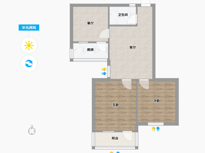 山东省-济南市-郎茂山路412号楼-63.95-户型库-采光通风