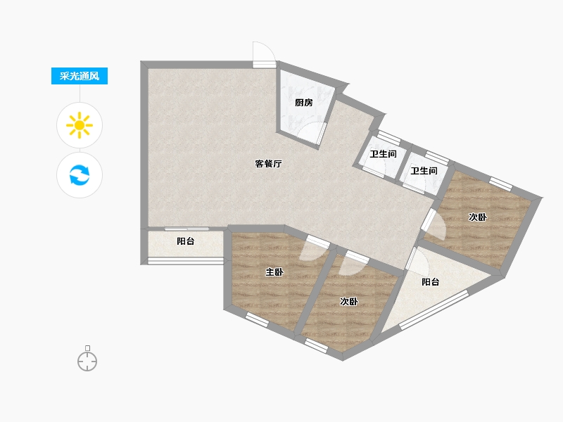 广东省-深圳市-彩虹新都-74.43-户型库-采光通风