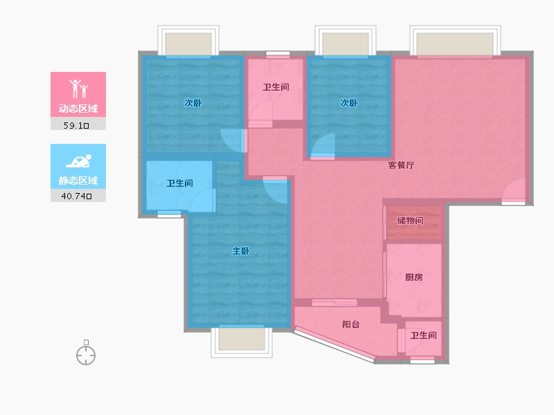 广东省-深圳市-富怡雅居-87.96-户型库-动静分区