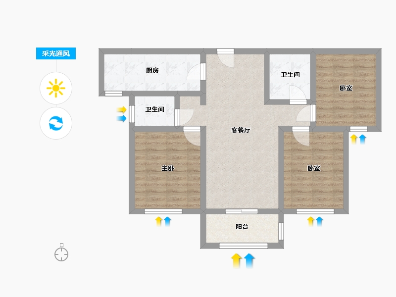 陕西省-宝鸡市-紫汀苑-91.20-户型库-采光通风