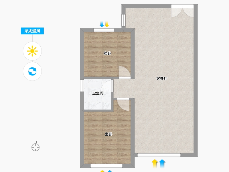 黑龙江省-七台河市-鑫成金水湾-76.80-户型库-采光通风