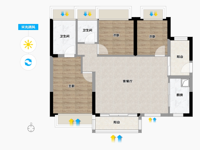 广东省-珠海市-花园城-80.00-户型库-采光通风