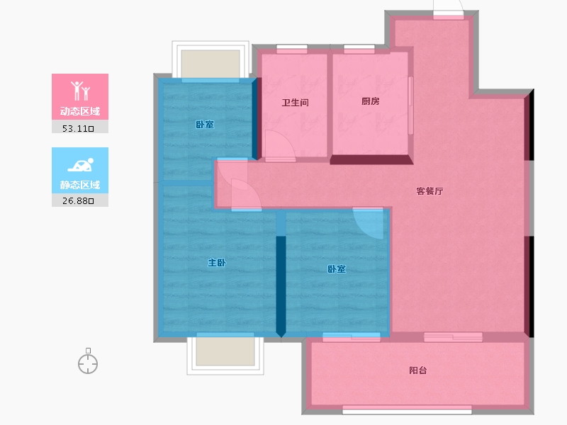 江西省-南昌市-华侨城万科世纪水岸-71.20-户型库-动静分区