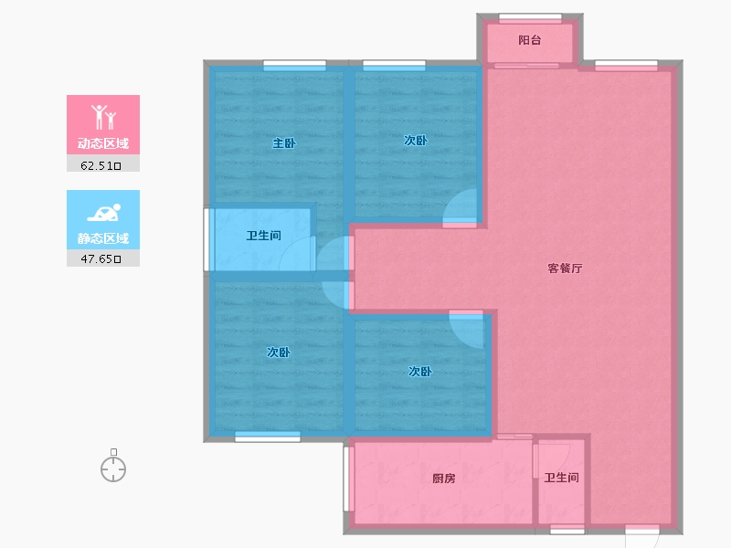 广东省-深圳市-振业翠海花园-98.39-户型库-动静分区