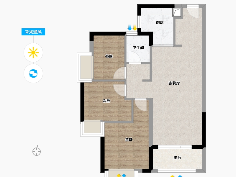 广东省-珠海市-花园城-72.00-户型库-采光通风