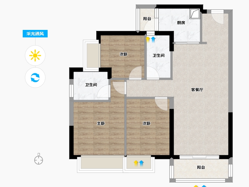 广东省-珠海市-花园城-88.00-户型库-采光通风