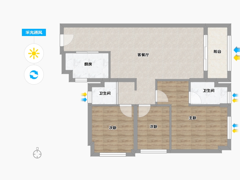 广东省-佛山市-碧桂园凤凰湾-71.20-户型库-采光通风