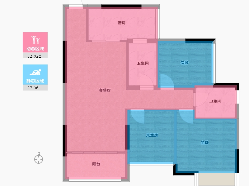 广东省-中山市-江南红合美家园-71.66-户型库-动静分区