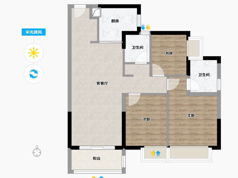 广东省-珠海市-花园城-80.00-户型库-采光通风