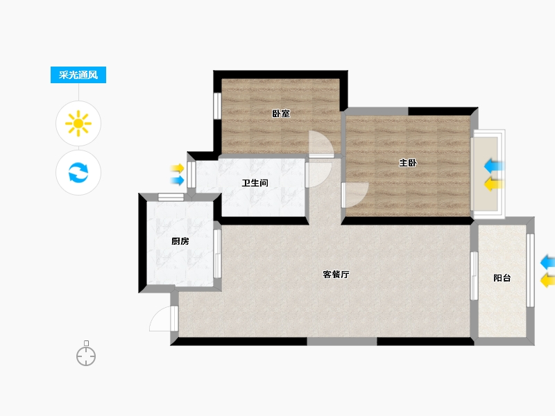 江苏省-徐州市-新沂观澜府-69.60-户型库-采光通风