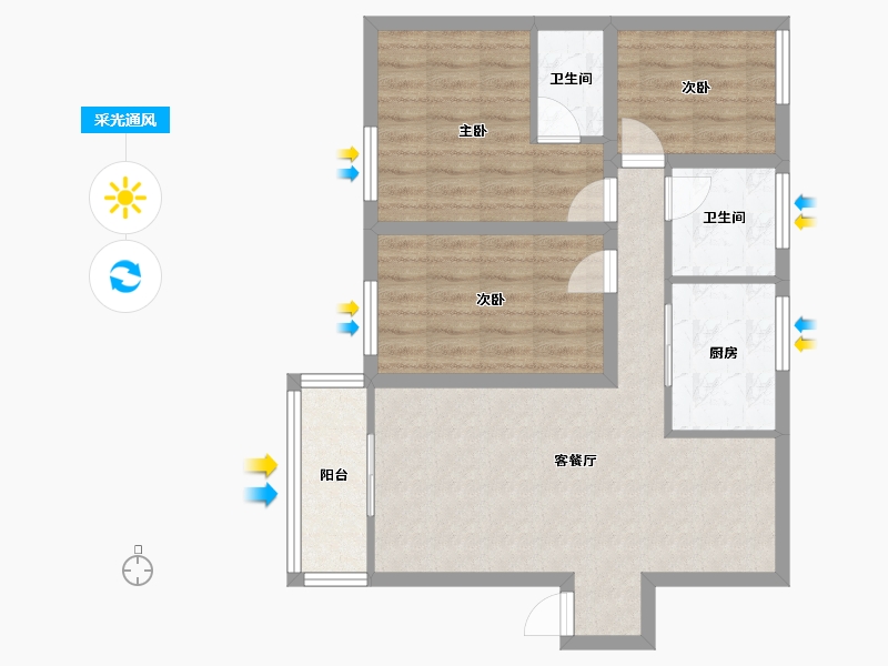 广东省-深圳市-鸿新花园-72.88-户型库-采光通风